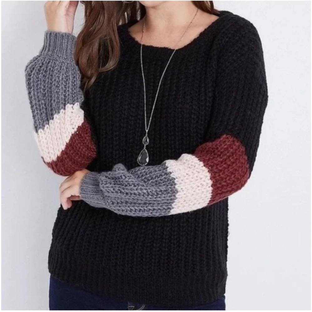 Maurices Black Colorblock Knit Sweater